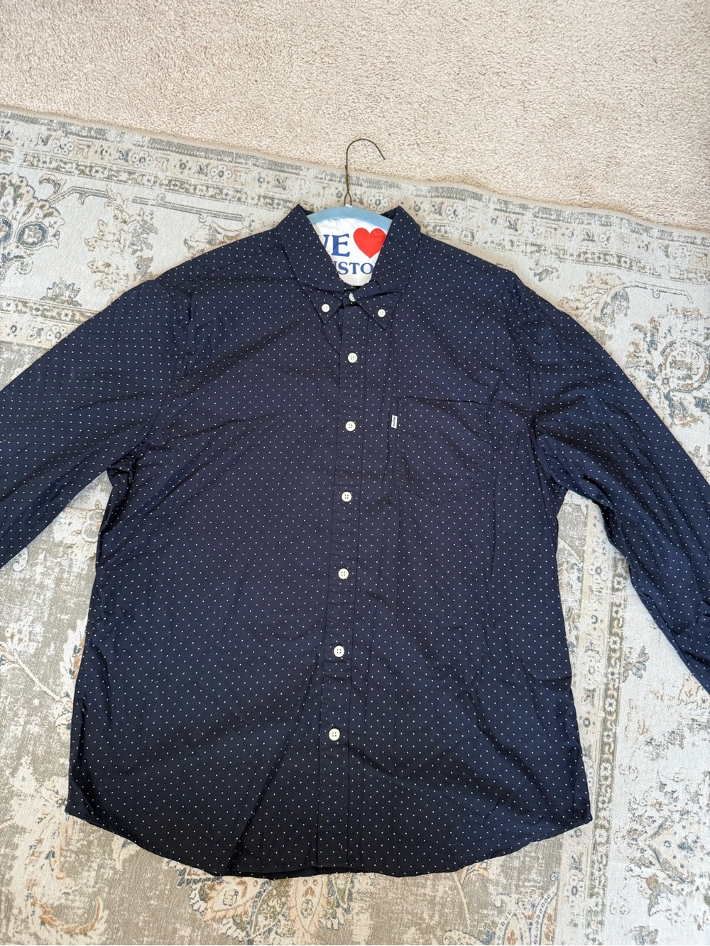 Levi's Navy Blue Polka Dot Button-Down Shirt